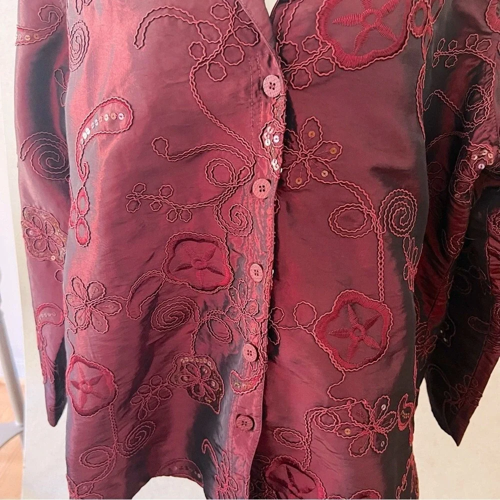 SUSAN GRAVER PLUS 1X EMBROIDERY ARTISITC‎ WHIMISICAL LINED LIGHTWEIGHT JACKET